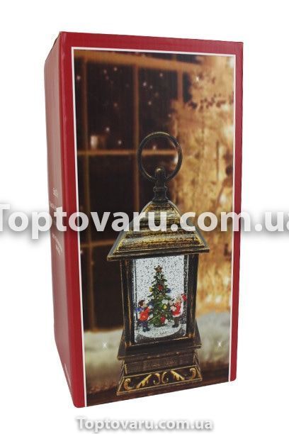 Декоративний новорічний ліхтар квадрат "Хлопчик і дівчинка у ялинки" 6612 фото