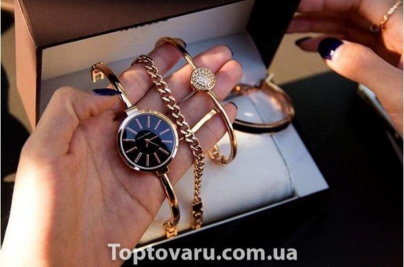Годинник в подарунковій упаковці watch set AK Gold black NEW фото