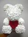 Мишка с сердцем из 3D роз Teddy Rose 40 см Белый 490 фото 3