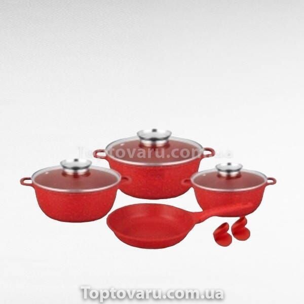 Набор посуды 9 предметов Bellmax Cookware Set BM-120 Красный 19956 фото