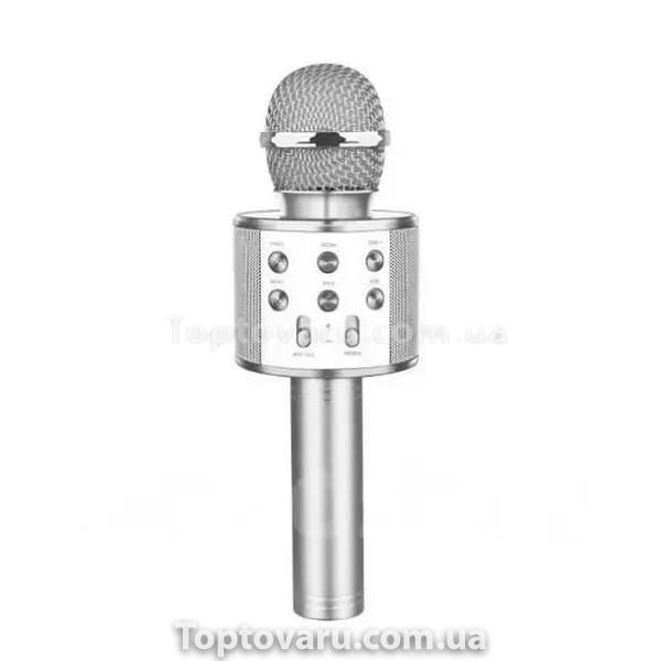 Караоке - мікрофон WS 858 microSD FM радіо Срібло 11465 фото