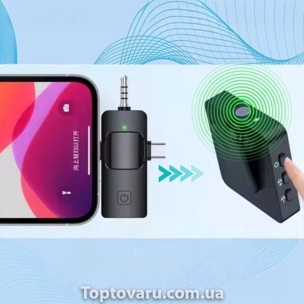 Микрофон беспроводной петличный для смартфона F11-2 TS-5606 Чёрный 38160 фото