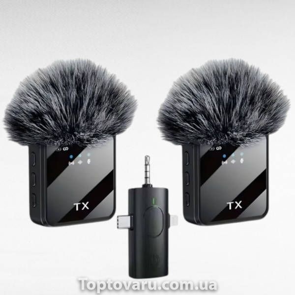 Микрофон беспроводной петличный для смартфона F11-2 TS-5606 Чёрный 38160 фото