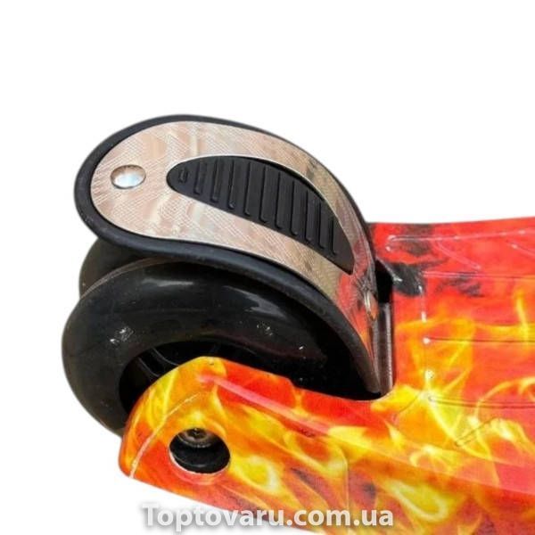 Самокат детский трёхколёсный Scooter Maxi Огонь и лёд со светящимися колёсами Чёрный 37983 фото