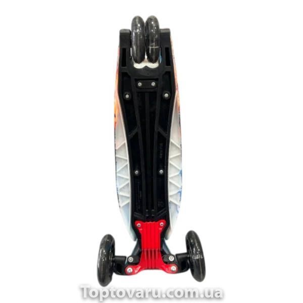 Самокат детский трёхколёсный Scooter Maxi Огонь и лёд со светящимися колёсами Чёрный 37983 фото