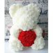 Мишка с сердцем из 3D роз Teddy Rose 40 см Белый 490 фото 1