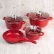 Набор посуды 9 предметов Bellmax Cookware Set BM-120 Красный 19956 фото 1