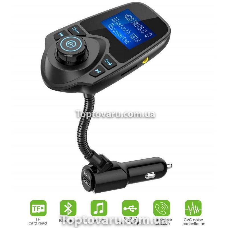 Автомобільний FM трансмітер T10 Bluetooth 5735 фото