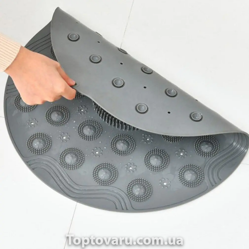 Килимок для душу нековзний зі щіткою для стоп Massage foot сірий 585 фото