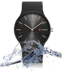 Наручные мужские часы Curen металлический браслет Черные 1881 фото