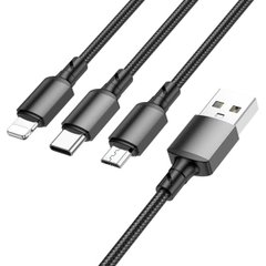 Кабель BOROFONE BX72 3-in-1 charging cable(iP+Type-C+Micro) Black BX72LUMB-00001 фото