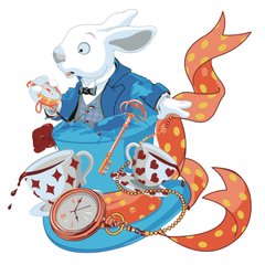 Картина за номерами Strateg ПРЕМІУМ Білий кролик з лаком розміром 30х30 см ES102 ES102-00002 фото