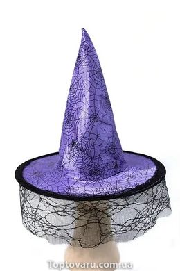 Шляпа ведьмы с паутиной Сиреневая 11719 фото