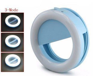 Світлодіодне селф-кільце на батарейках Selfie Ring Light Блакитний 824 фото