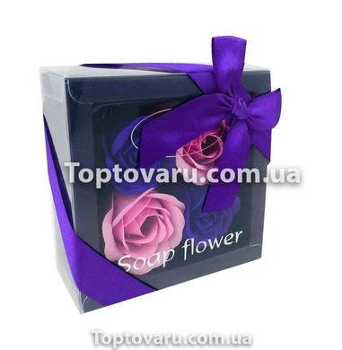 Подарунковий набір з трояндами з мила Soap Flower 4 шт Фіолетовий 3777 фото