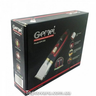 Машинка для стрижки Gemei GM-550 Чорна з червоним 4365 фото
