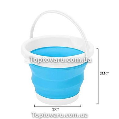 Відро 10 літрів туристичне складне Collapsible Bucket Блакитне 7693 фото