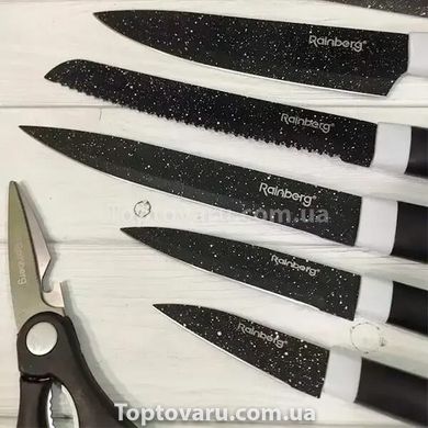 Набор кухонных ножей Rainberg RB-8808 7 предметов на подставке Черный 9314 фото