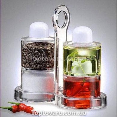 Набір для олії, оцту, перцю та солі Spice Jar Stack Dispenser Set 14582 фото