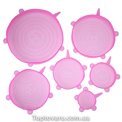 Силиконовые крышки универсальные Super stretch silicone lids 6 шт Розовые 3463 фото