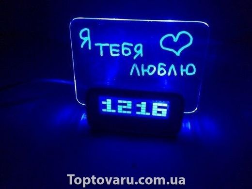 Настольные цифровые часы Foton с доской для записей LED clock Blue 776 фото