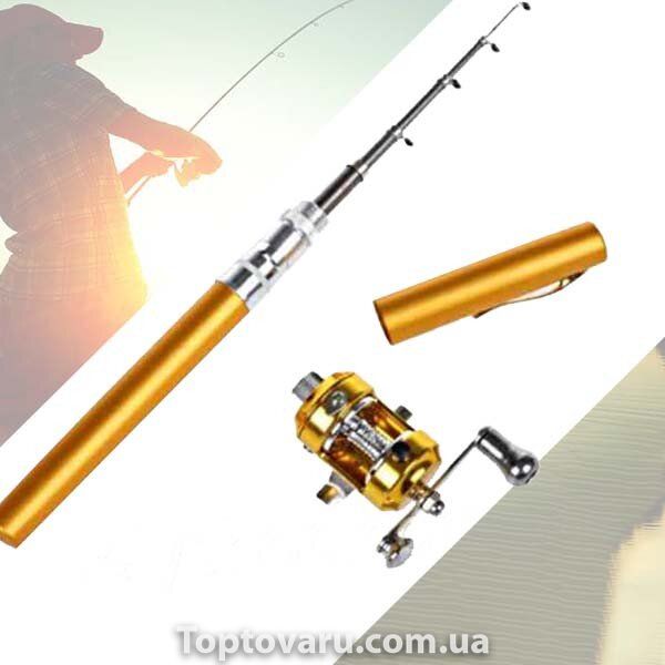 Складная мини удочка 97 см Fishing Rod In Pen Case Gold 2918 фото