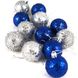 Набір ялинкових кульок "Магічна Новорічна" 12 шт. Сині з сріблом (в блискітках) 3206 фото 2