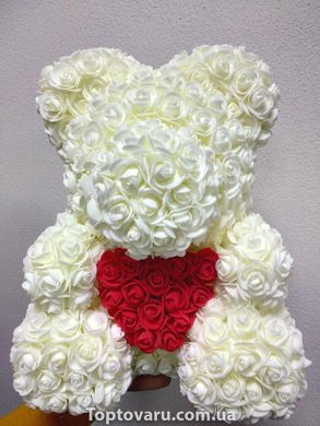 Ведмедик з серцем з 3D троянд Teddy Rose 40 см Шампанський 491 фото
