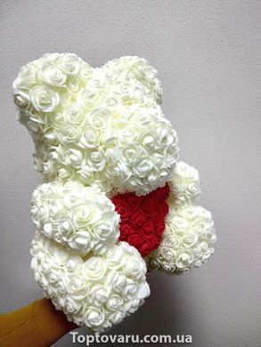 Мишка с сердцем из 3D роз Teddy Rose 40 см Шампанский 491 фото