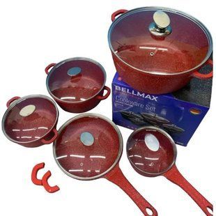 Набор посуды 12 предметов Bellmax Cookware Set BM-100 Красный 19958 фото