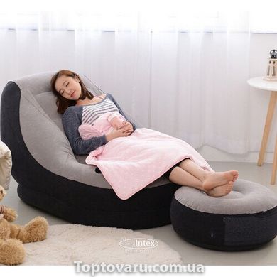 Надувний диван AIR SOFA | Надувне велюровое крісло з пуфом NEW фото