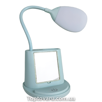 Умная настольная светодиодная лампа 3в1 с PowerBank с зеркалом Синяя 6927 фото