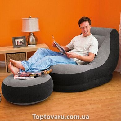 Надувной диван AIR SOFA | Надувное велюровое кресло с пуфиком NEW фото