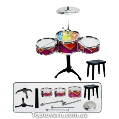Барабанна установка зі стільцем Jazz Drum Кольорова смужка 14359 фото