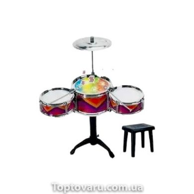 Барабанная установка со стульчиком Jazz Drum Цветная полоска 14359 фото