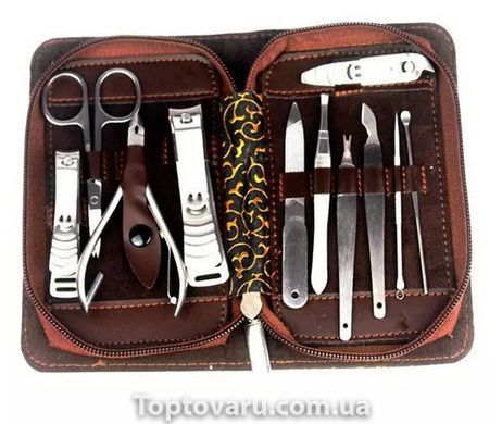 Маникюрный набор из 11 инструментов в коричневом чехле 9171 фото