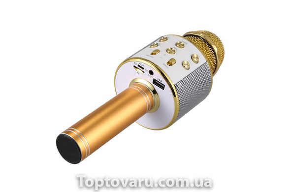 Караоке - мікрофон WS 858 microSD FM радіо Золотий 2466 фото