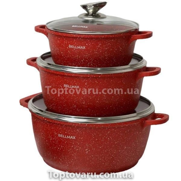 Набор посуды 12 предметов Bellmax Cookware Set BM-100 Красный 19958 фото