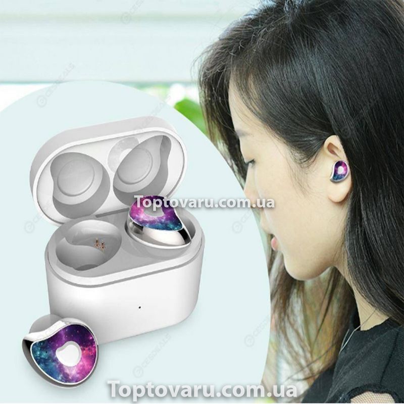 Беспроводные наушники MDR HBQ SE6 TWS Бело-Фиолетовые 6087 фото