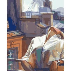 Картина по номерам Strateg ПРЕМИУМ Девушка на балконе размером 40х50 см (GS674) GS674-00002 фото