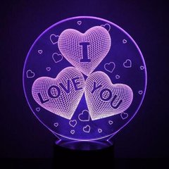 Настольный светильник New Idea 3D Desk Lamp Сердца в шаре "I love you"