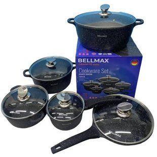 Набор посуды 12 предметов Bellmax Cookware Set BM-100 Черный 19959 фото
