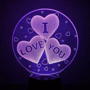 Настольный светильник&nbsp;New Idea 3D Desk Lamp Сердца в шаре "I love you" 1533 фото