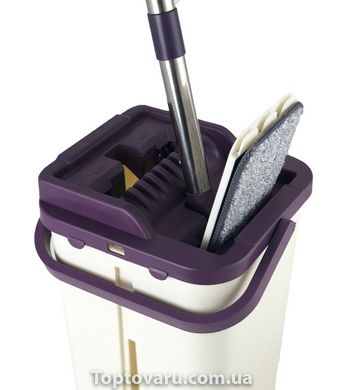 Комплект для уборки ведро и швабра с отжимом EasyMop 10л Бежево-фиолетовый 2197 фото