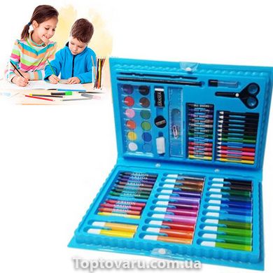 Набір для дитячої творчості та малювання 86 предметів Блакитний 7697 фото