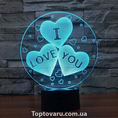 Настільний світильник New Idea 3D Desk Lamp Серця в кулі "I love you" 1533 фото