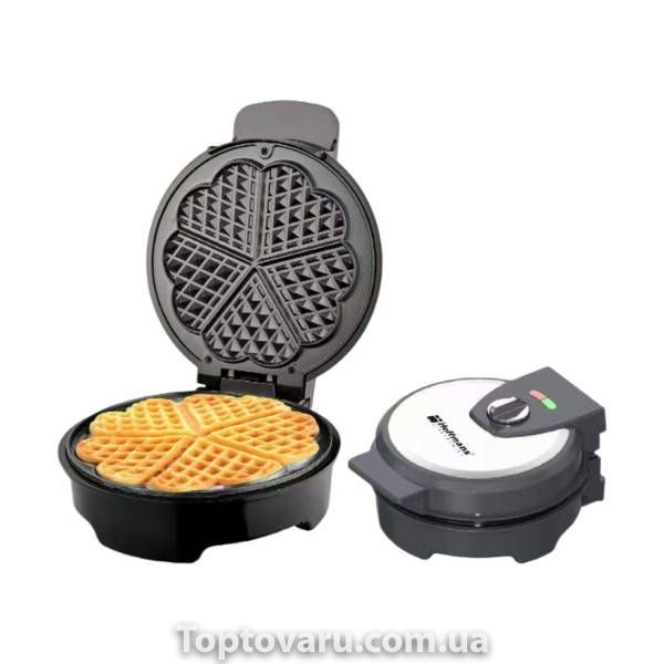 Вафельниця Hoffmans HM-3024 з формами серця 1000W Чорна 38079 фото
