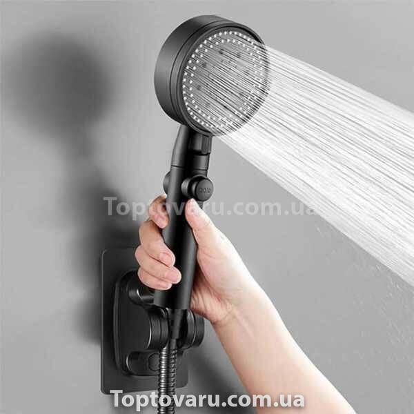 Насадка для душу високого тиску 4 режими з кнопкою включення Shower Чорна 12841 фото