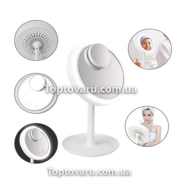 Настольное зеркало с подсветкой и вентилятором Beauty Breeze Mirror Белое 2112 фото