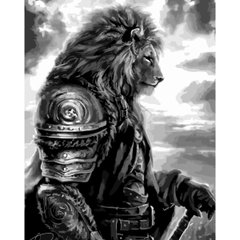 Картина по номерам Strateg ПРЕМИУМ Мощный лев с лаком размером 40х50 см (SY6755) SY6755-00002 фото